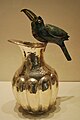 Hammered silver jar with bird from Taxco, Guerrero, Mexico on display at the Museum of Artes Populares in Mexico City