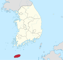 Jejus läge i Sydkorea.
