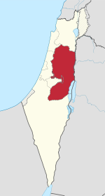 Judea and Samaria Area in Israel (all) (semi-Israel areas hatched).svg
