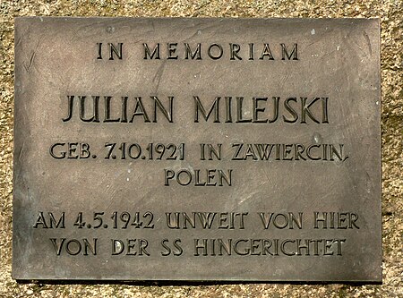 Julian Milejski Gedenktafel Stelle