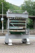 Winegrowing in Treis-Karden: historic wine press from around 1910, exhibited at Karden train station