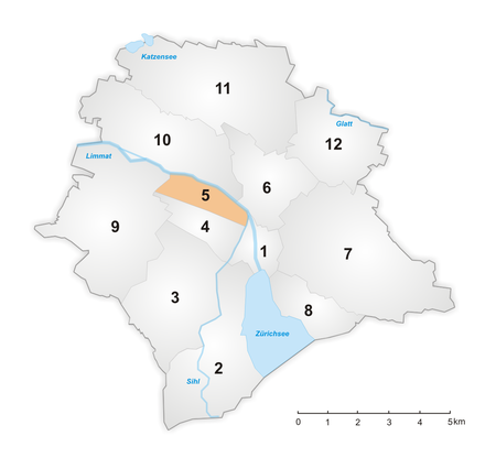 Karte Zürcher Stadtkreis 5