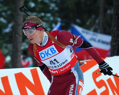 Kaspars Dumbris biatlona PČ sacensībās 2008. gadā