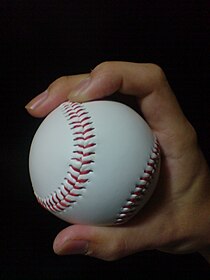 A common grip used for a knuckle curve Knuckle curve 1.JPG