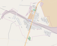 Mapa konturowa Korsz, na dole znajduje się punkt z opisem „Cerkiew parafialna”