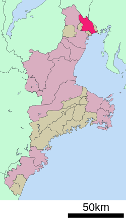 Kuwanan sijainti Mien prefektuurissa
