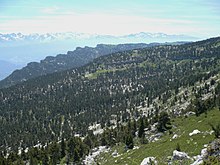 La partie centrale du massif du Granier où se trouve la plupart des cavités.