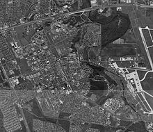 Gråskala luftfoto av Lackland AFB