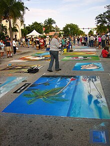 The Lake Worth Street Painting Festival in 2009, looking eastward along Lake Avenue near the City Hall Annex Lake Worth Beach Street Painting Festival.jpg