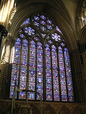 The East Window of Lincoln Cathedral, Ward and Hughes (1855) Lincoln Cathedral East window.jpg