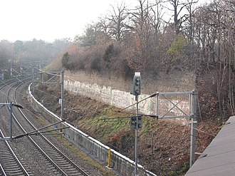 One of the last remaining sections of the Linienwall by the Vienna S-Bahn near Landstrasser Gurtel Linienwall.jpg