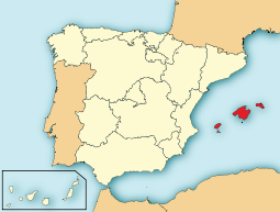 Ligging van Balearen in Spanje