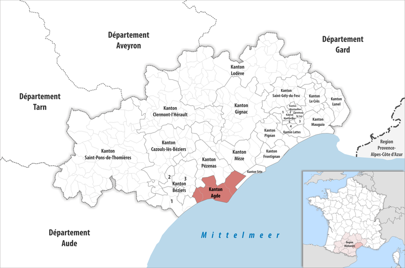 File:Locator map of Kanton Agde 2019.png
