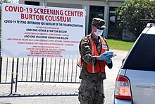 Testing site at Burton Coliseum in Lake Charles, Louisiana Louisiana National Guard - 49704095623.jpg