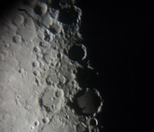 The moon's terminator at Purbach and the surroundings craters, on Earth, it is the first quarter Luna de 7 dias II.JPG