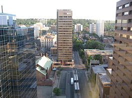 Business Development Bank of Canada at Hamilton, Ontario; the bank's mandate is to help create and develop Canadian businesses through financing, growth and transition capital, venture capital and consulting services, with a focus on small and medium-sized enterprises. MacNabStreetBDC.JPG