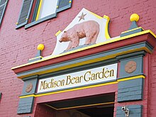 Symbols of the Californian Bear flag at the historic Madison Bear Garden.