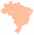 En: Map of Brazil with Manaus' location Pt: Localização de Manaus no território brasileiro.