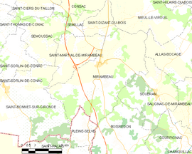 Mapa obce Mirambeau