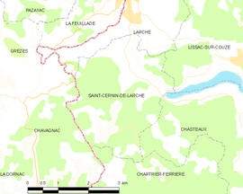 Mapa obce Saint-Cernin-de-Larche