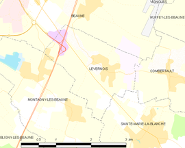 Mapa obce Levernois