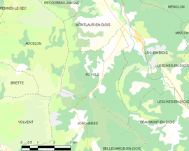Mapa obce Poyols