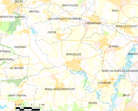 Mapa obce Mordelles