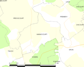 Mapa obce Hannocourt