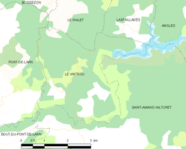 Mapa obce Le Vintrou