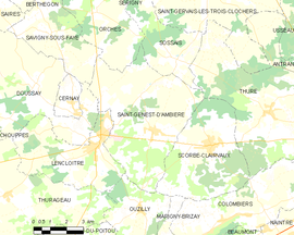 Mapa obce Saint-Genest-d’Ambière