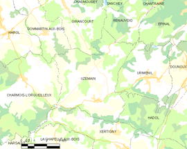 Mapa obce Uzemain