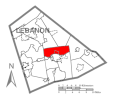 Map of Lebanon County, Pennsylvania highlighting North Lebanon Township