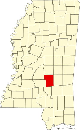 Locatie van Smith County in Mississippi