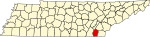 Mapa estadual destacando o condado de Bradley