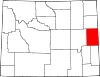 Mapa de Wyoming con la ubicación del condado de Niobrara