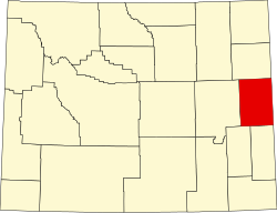 Kort over Niobrara County i Wyoming