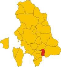 Locatie van Piscinas in Zuid-Sardinië (SU)