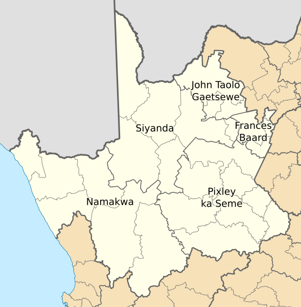 File:Map of the Northern Cape with districts labelled (2011).svg