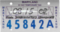 Maryland temporary tag, 1999 Nissan Sentra (August 2002).png