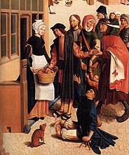 Master of Alkmaar, Die sieben Werke der Barmherzigkeit (Detail Brotausgabe), 1504 (S. 136 · Werke der Barmherzigkeit)