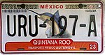 Matrícula automovilística México 2012 Кинтана-Роо URU-197-A.jpg