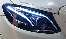 Adaptive LED Matrix Lighting Mercedes-Benz E 250 Stationwagon AVANTGARDE Sports (S213, leather seat)front (cropped).jpg