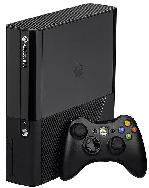 Left: original model Xbox 360 (2005) Center: redesigned slim model Xbox 360 S (2010) Right: final model Xbox 360 E (2013)