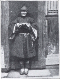 Mrs. Chao, a Bible-woman at Sin-tien-tsi (near Paoning) working for China Inland Mission's Anglican section in Sichuan. Mrs. Chao, the Bible-woman at Sin-tien-tsi.png