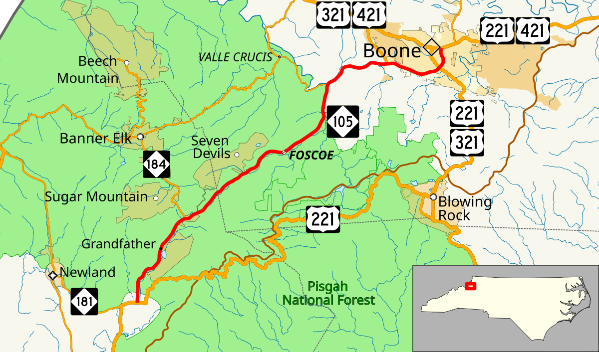 Nebo North Carolina Map North Carolina Highway 105 - Wikipedia