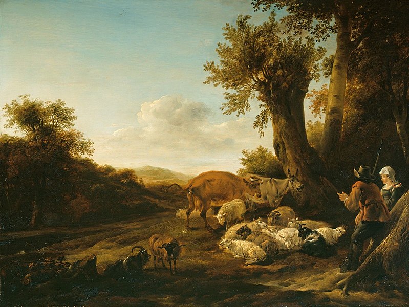 File:Nicolaes Berchem (Haarlem 1620-Amsterdam 1683) - A Shepherd and Shepherdess with Flocks. - RCIN 401352 - Royal Collection.jpg