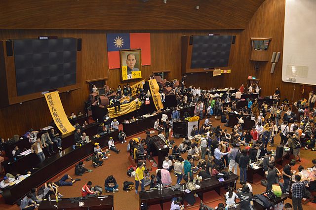 Taiwan students occupying Legislative Yuan, 2014