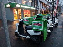 A Papa John's Pizza restaurant in Hoofddorp, Netherlands Papa John's scooters.jpg