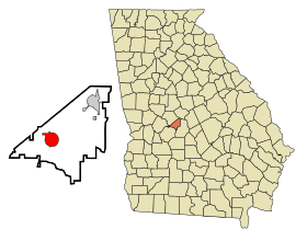 Peach County Georgia Incorporated and Unincorporated areas Fort Valley Highlighted.svg
