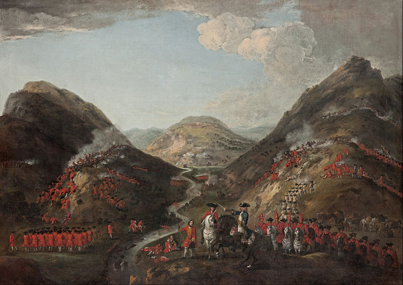 File:Peter Tillemans - The Battle of Glenshiel 1719. Figures probably include Lord George Murray, c 1700 - 1760; Rob Roy MacGregor, 1671 - 1734; and General Joseph Wightman, d. 1722 - Google Art Project.jpg